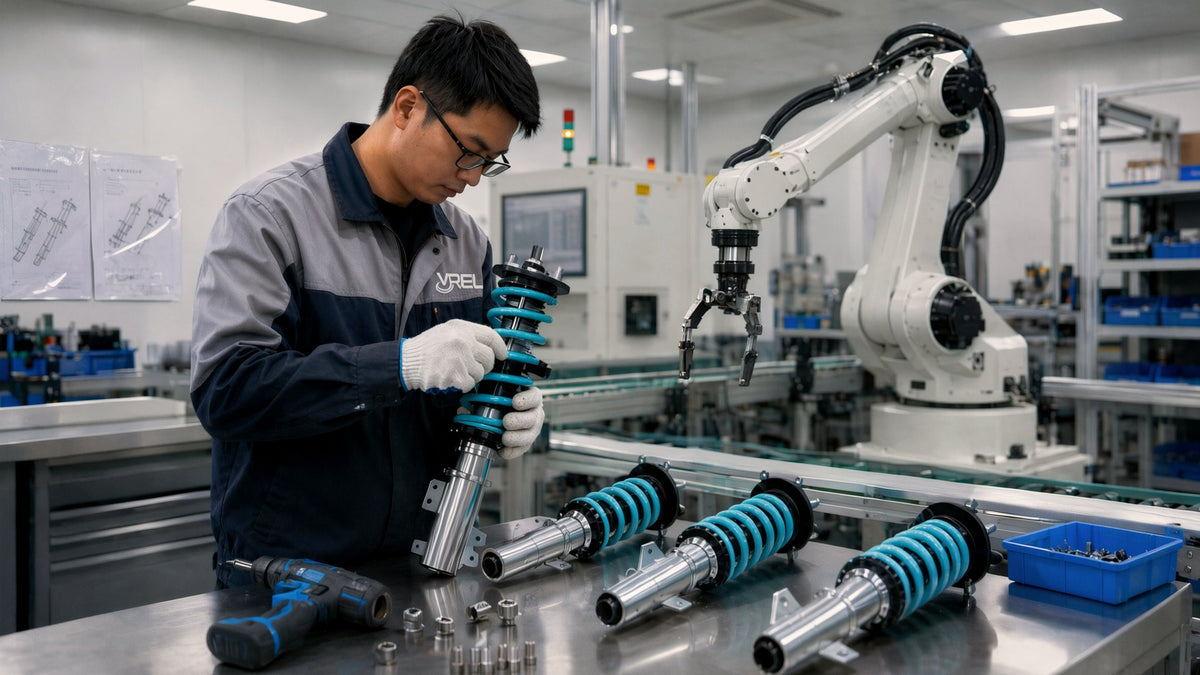 VREL coilover assembly workshop quality control